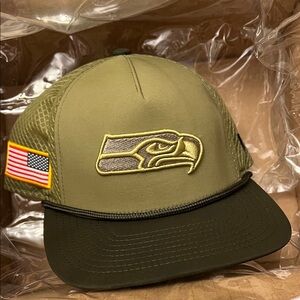 Olive Green Seattle Seahawks 2025 Salute to Service 9SEVENTY Trucker (Youth)